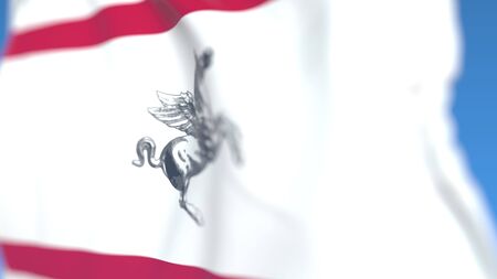 Waving flag of Tuscany, a region of Italy. Close-up, 3D renderingの写真素材
