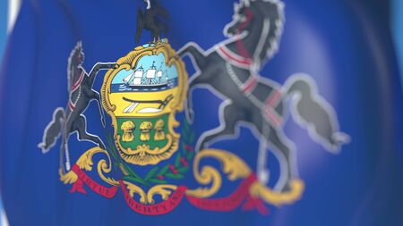 Waving flag of Pennsylvania. 3Dの写真素材
