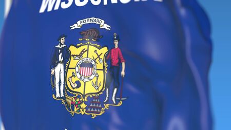 Waving flag of Wiskonsin. 3Dの写真素材