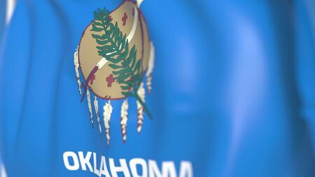 Waving flag of Oklahoma. 3Dの写真素材