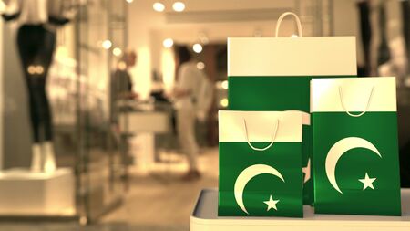 Flag of Pakistan on the computer keyboard. Retail related 3D renderingの写真素材