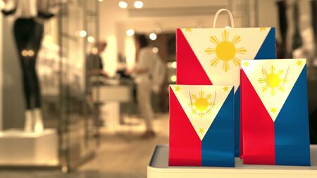 Flag of Philippines on the computer keyboard. Retail related 3D rendering