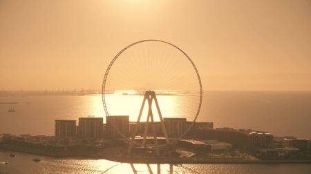 DUBAI, UNITED ARAB EMIRATES - DECEMBER 26, 2019. Aerial shot of Ain Dubai under construction on Bluewaters Islandのeditorial素材
