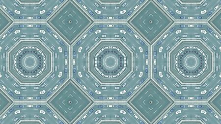 Kaleidoscopic effect aerial top down view of a city road traffic