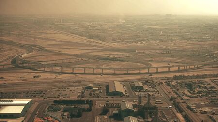 Aerial view of a big highway interchange in Dubai, UAEの写真素材