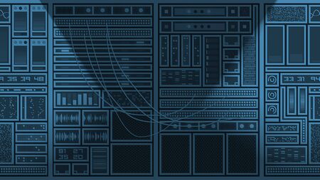 Blue servers and indicators illustration