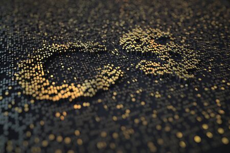 Golden numbers bars compose CAD Canadian dollar symbol on black background. 3D renderingの写真素材