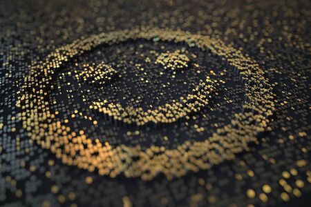 Golden numbers bars compose happy smiley symbol. 3D renderingの写真素材