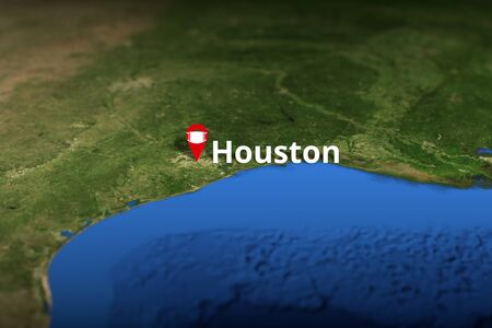 Houston, United States city geotag with face mask, COVID-19 coronavirus disease quarantine related...