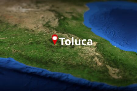 Toluca, Mexico geotag with face mask, COVID-19 coronavirus disease self-isolation related 3D...