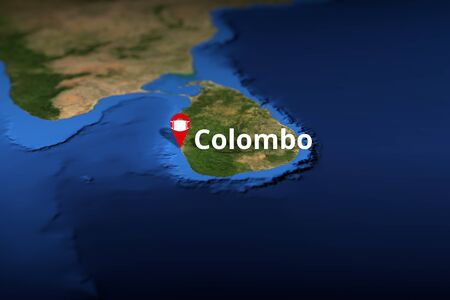 Colombo, Sri Lanka geotag with face mask, coronavirus disease self-isolation related 3D renderingの写真素材