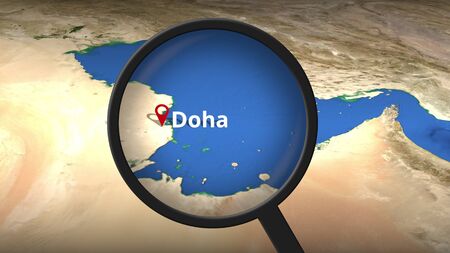 Doha city found on the map, 3d rendering