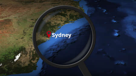 Sydney city found on the map, 3d rendering