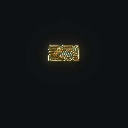 High resolution minus sign formed of gold bent wire. 3D renderingの写真素材