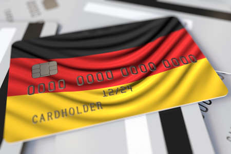 Flag of Germany on the credit card 3d renderingの写真素材