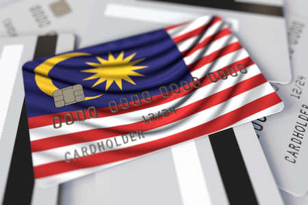 Credit card with flag of Malaysia 3d renderingの写真素材