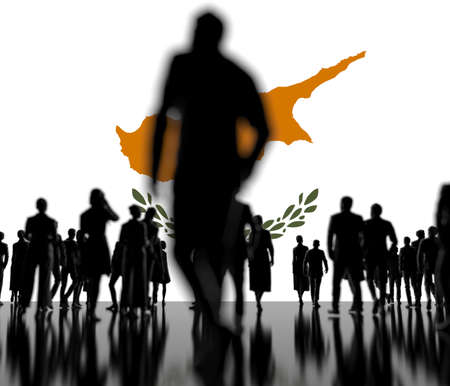 Unknown people on the flag of Cyprus background 3d renderingの写真素材