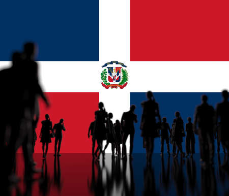 Unknown people on the flag of the Dominican Republic background 3d rendering