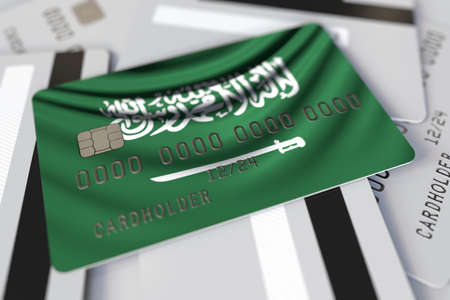 Credit card with flag of Saudi Arabia 3d renderingの写真素材
