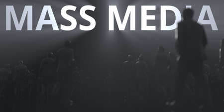 Unknown people and MASS MEDIA lit words 3d renderingの写真素材