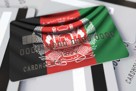Credit card with flag of Afghanistan 3d renderingの写真素材