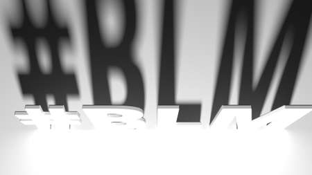 BLM for black lives matter hashtag, text with artistic light and shadows 3d renderingの写真素材