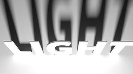 LIGHT text with artistic light and shadows, conceptual 3d renderingの写真素材