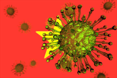Flag of Vietnam and coronavirus. Public healthcare concept. 3d renderingの写真素材
