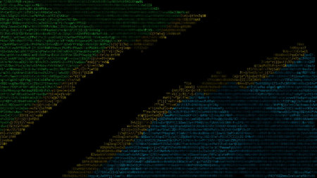 Waving digital flag of Tanzania on computer screen, 3d rendering