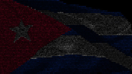 Moving digital flag of Cuba on the display. 3d renderingの写真素材