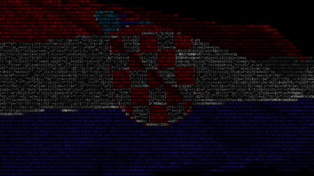 Flag of Croatia made of computer code, 3d renderingの写真素材