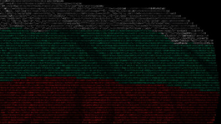 Flag of Bulgaria made of computer code, 3d renderingの写真素材