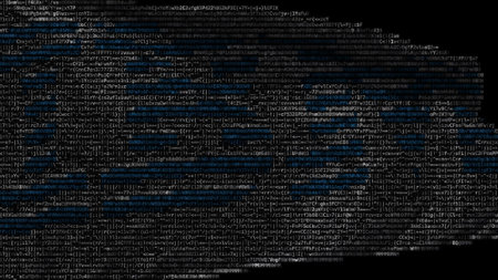 Ibm logo on waving digital flag. Editorial 3d rendering
