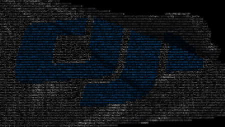 Digital flag with DJI logo on the screen. Editorial 3d renderingのeditorial素材