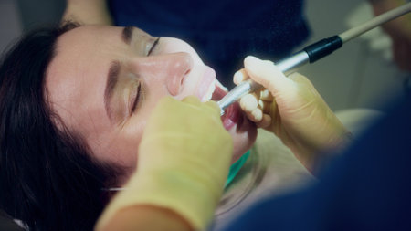 Female patient of a dentistの写真素材