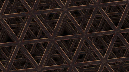 Aerial top-down view of a multilevel symmetric street pattern at night