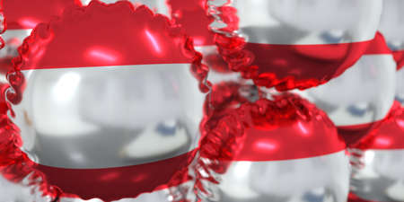 Foil balloons with national flag of Austria. Holiday conceptual 3D renderingの写真素材