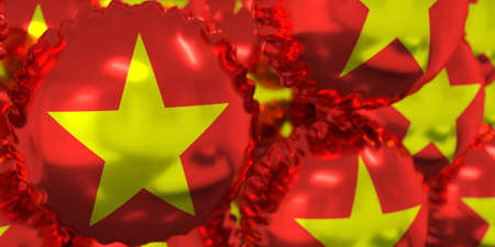 Foil balloons with national flag of Vietnam. Holiday conceptual 3D renderingの写真素材