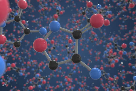 Cycloserine molecule. Ball-and-stick molecular model. Chemistry related 3d renderingの写真素材