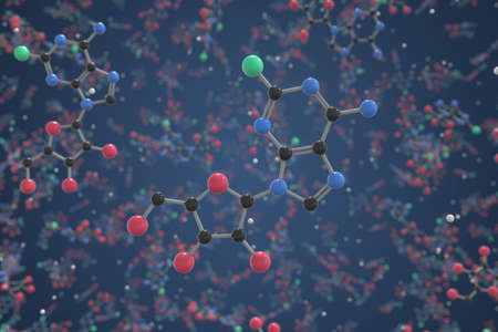 Molecule of Fludarabine. Molecular model, science related 3d renderingの写真素材