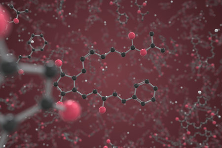 Molecule of Latanoprost. Molecular model, science related 3d rendering