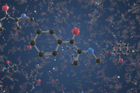 Ephedrine molecule. Ball-and-stick molecular model. Chemistry related 3d renderingの写真素材