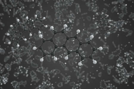 Benzo(a)anthracene molecule, ball-and-stick molecular conceptual model. Scientific 3d renderingの写真素材