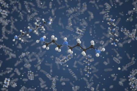 Spermidine molecule made with balls, scientific molecular model. Chemical 3d renderingの写真素材