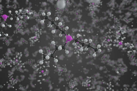 Tributylphosphine molecule made with balls, scientific molecular model. Chemical 3d rendering