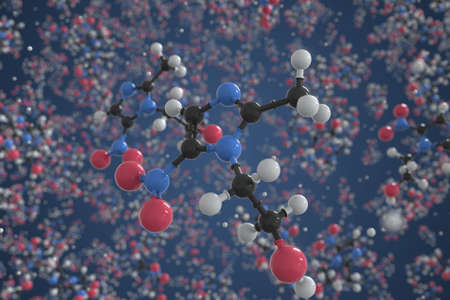 Metronidazole molecule, ball-and-stick molecular model. Chemical 3d renderingの写真素材