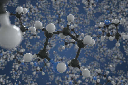 Molecule of piperidine, ball-and-stick molecular model. Scientific 3d renderingの写真素材