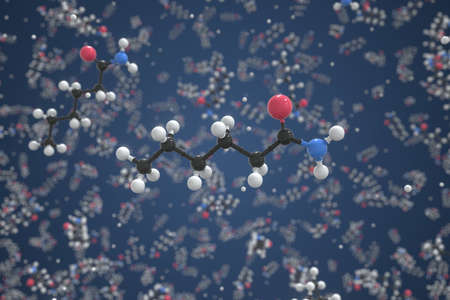 Polyamide 6 molecule, scientific molecular model, 3d renderingの写真素材