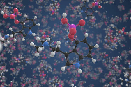 Psilocybin molecule made with balls, conceptual molecular model. Chemical 3d renderingの写真素材