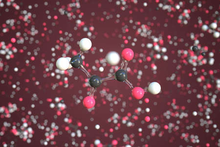 Molecule of pyruvic acid, conceptual molecular model. Scientific 3d renderingの写真素材